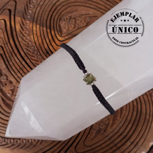 Pulsera Tejida Con Piedra Moldavita
