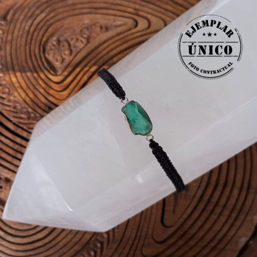 Pulsera Tejida Con Piedra Esmeralda en Bruto