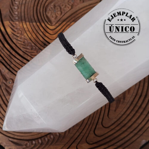 Pulsera Tejida Con Piedra Esmeralda