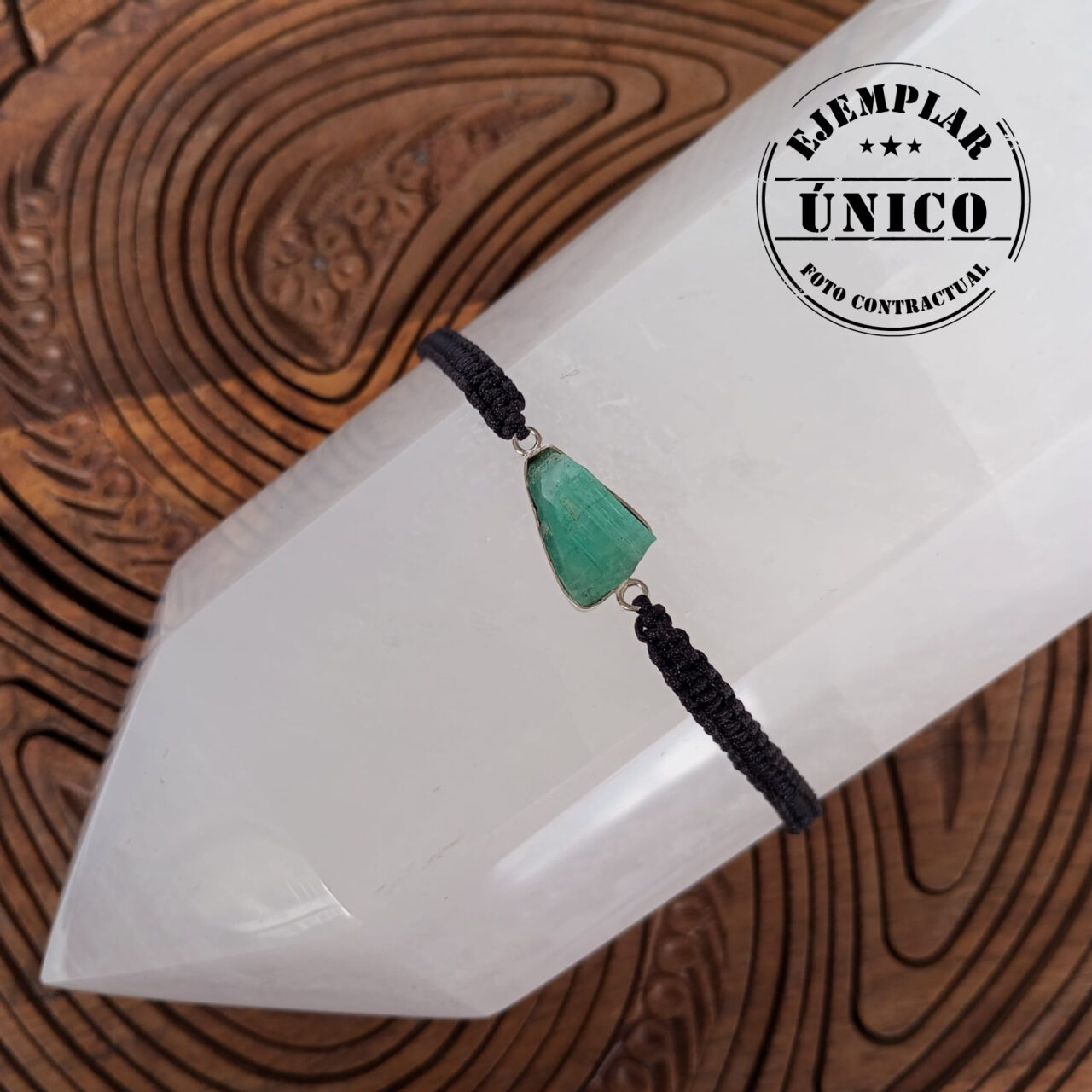 pulsera tejida con piedra esmeralda en bruto Productos con sello 2025 215