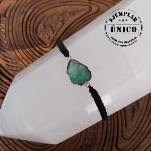 Pulsera Tejida Con Piedra Esmeralda en Bruto