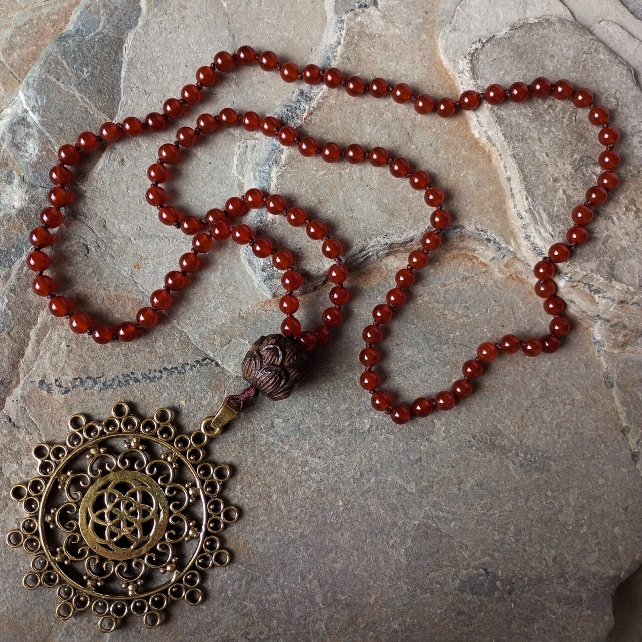 japa mala con piedra cornalina 13565