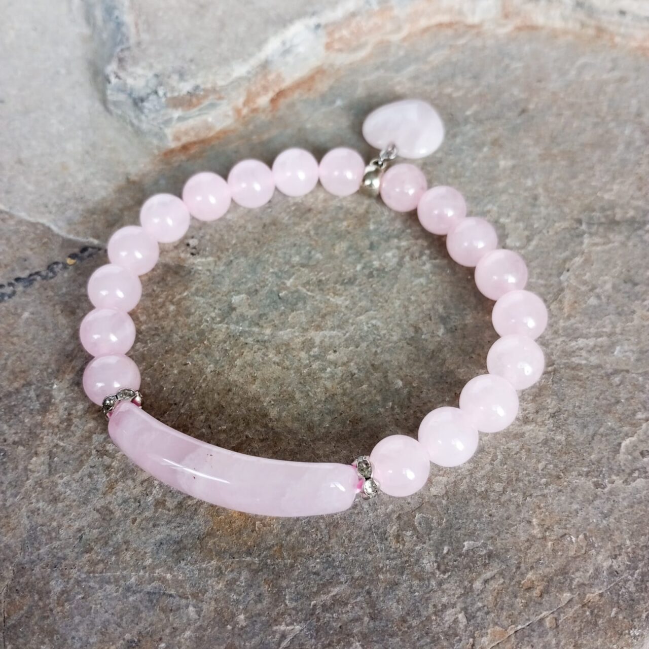 Pulsera en Cuarzo Rosa con Placa pulsera en cuarzo rosa con placa 13572