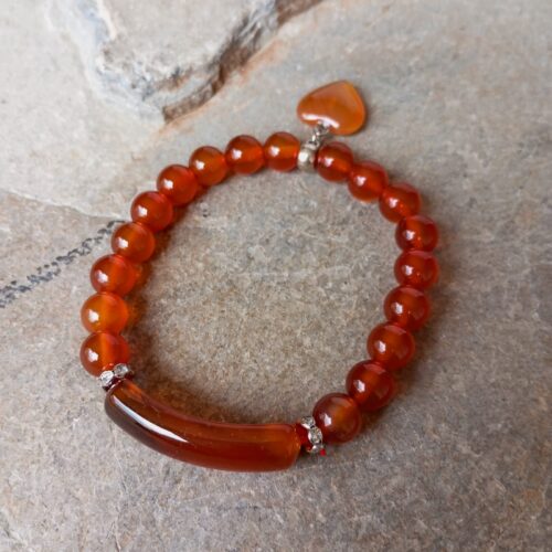 Pulsera en Piedra Ágata Cornalina con Placa