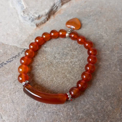 Pulsera en Piedra Ágata Cornalina con Placa