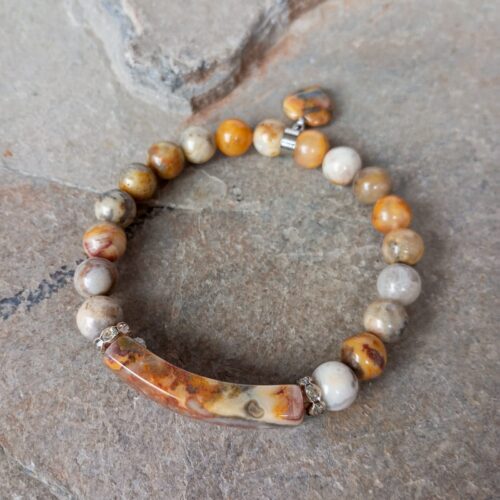 Pulsera en Piedra Ágata Crazy con Placa