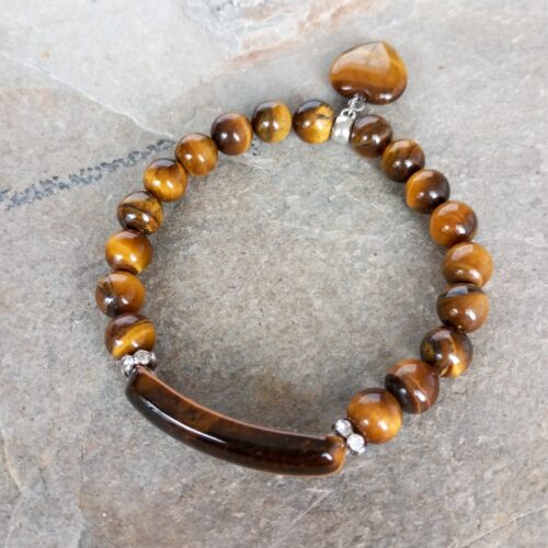 Pulsera en Piedra Ojo de Tigre con Placa