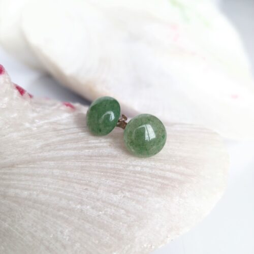 Aretes en Plata con Piedra Aventurina Redondos 12mm