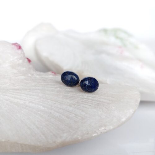 Aretes en Plata con Piedra Lapislázuli Ovalados