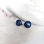 Aretes en Plata con Piedra Lapislázuli Redondos 12mm