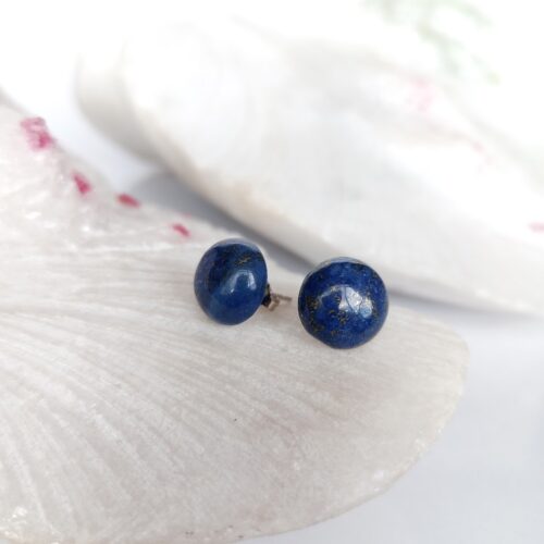 Aretes en Plata con Piedra Lapislázuli Redondos 12mm