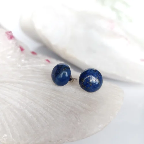 Aretes en Plata con Piedra Lapislázuli Redondos 12mm