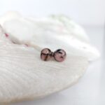 Aretes en Plata con Piedra Rodonita Redondos 8mm