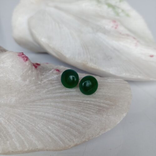Aretes en Plata con Piedra Ágata Verde Redondos 12mm