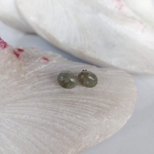 Aretes en Plata con Piedra Labradorita Ovalados