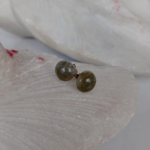 Aretes en Plata con Piedra Labradorita Redondos 10mm