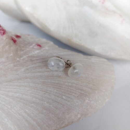 Aretes en Plata con Piedra Luna Ovalados