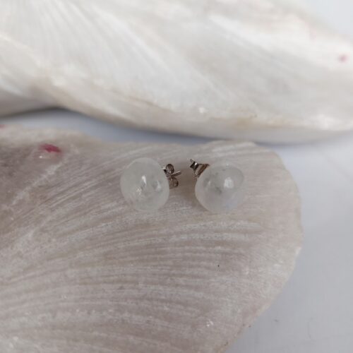 Aretes en Plata con Piedra Luna Redondos 10mm