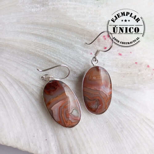 Aretes en Plata con Piedra Ágata Crazy