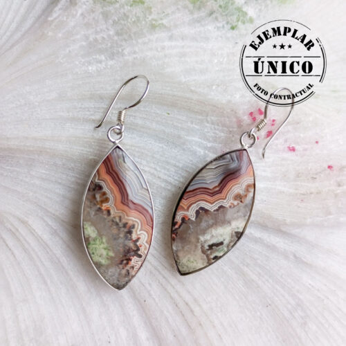 Aretes en Plata con Piedra Ágata Crazy